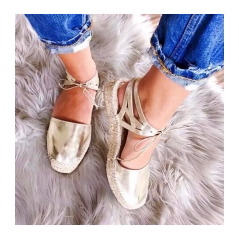 Lace up gold Espadrilles